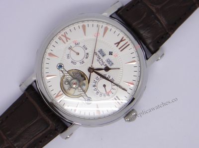 Best Patek Philippe Copy Watch For Sale - Patek Philippe White Face Toubillon Chronograph Watch
